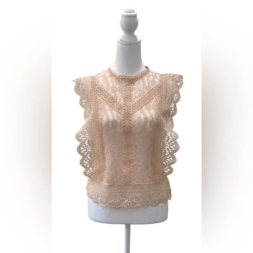 Zara sleeveless lace top in tan/ nude Size small